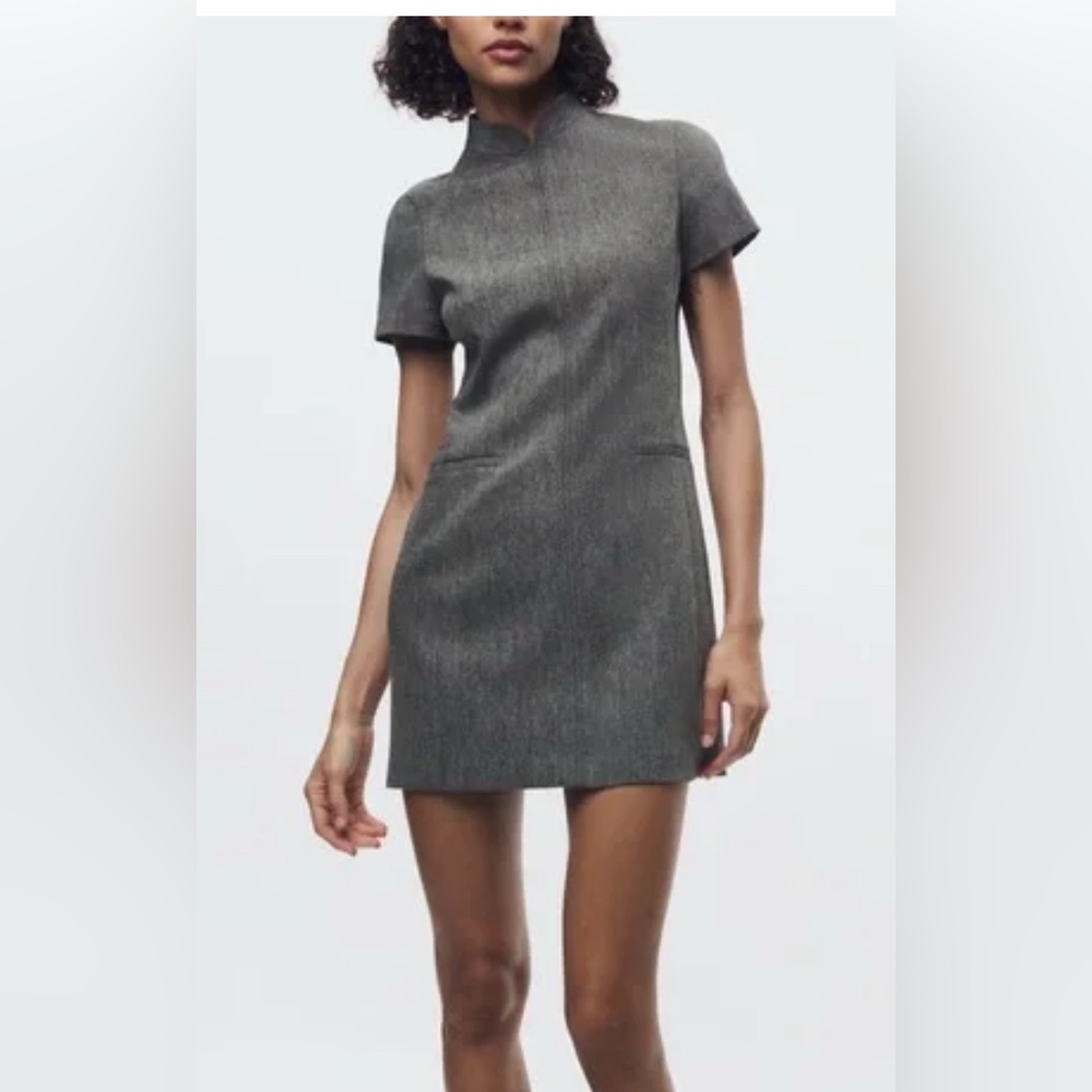 COPY - Zara Gray One Shoulder Puff Sleeve Sheath Dress Size M